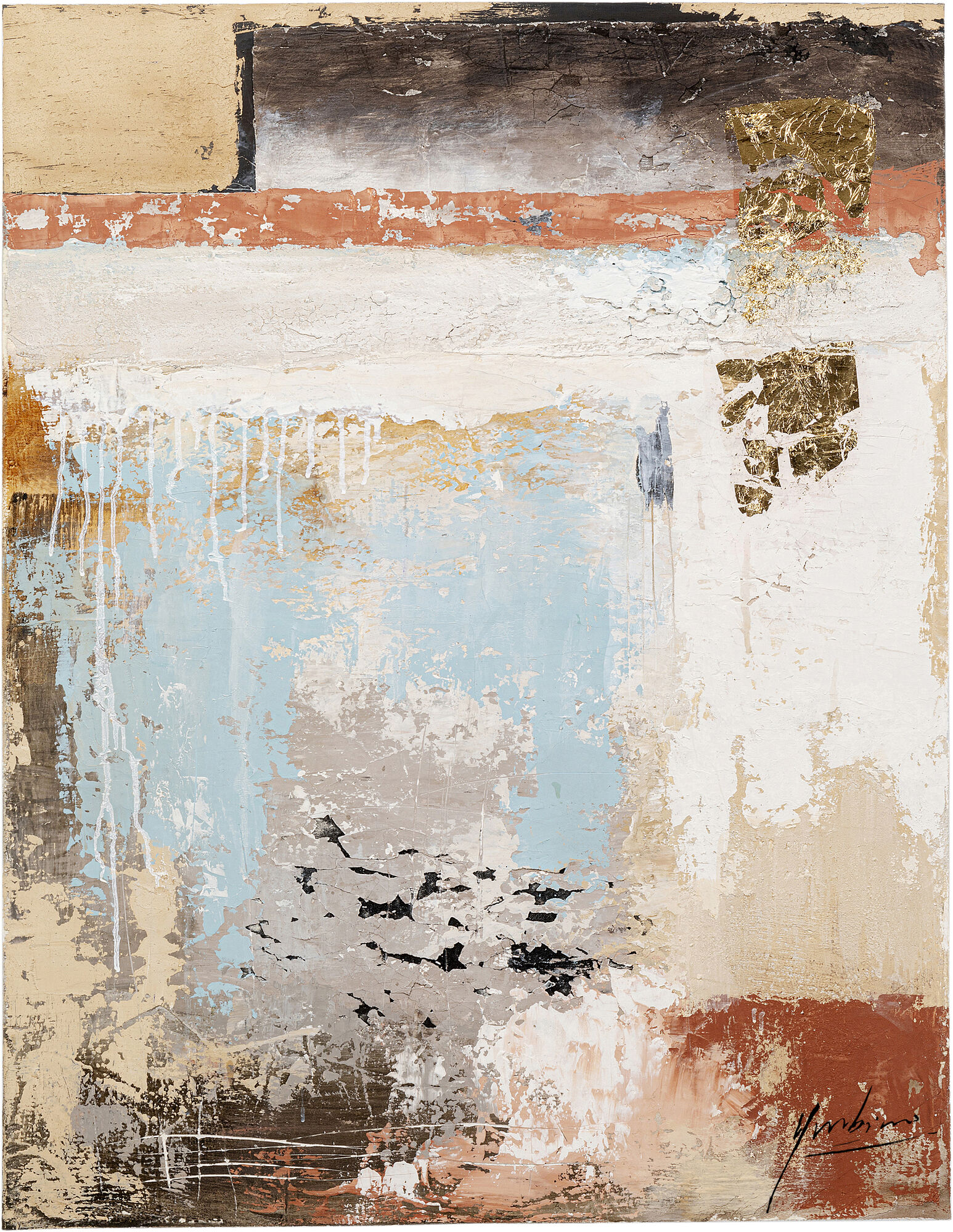 Tablou pictura abstracta, pictat manual Art Splash 90x120 cm albastru – imagine-1.